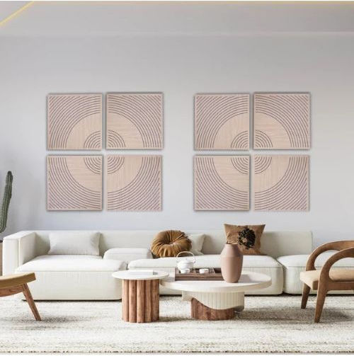 Audiodesigner Audio Treatment Material Panel (4 Pieces) in Wave Design 50cm x 50cm x 50mm in Brown Color