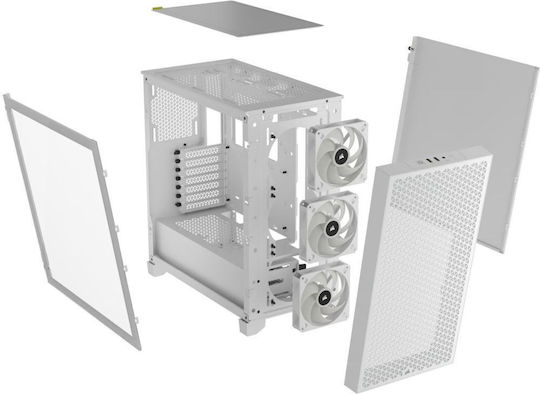 Corsair 3000D Airflow TG RGB Gaming Midi Tower Computer Case with Side Window White
