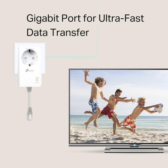 TP-LINK TL-PA7017P KIT v4 Powerline Double Wired with Passthrough Socket and Gigabit Ethernet Port