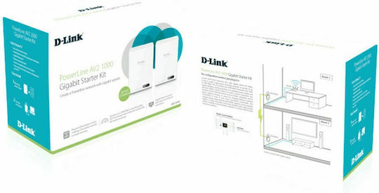 D-Link DHP-601AV Powerline Двойно Комплект за Жична Връзка и Порт Гигабитов Ethernet