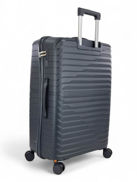 Playful Bags Large Travel Suitcase Hard Gray with 4 Wheels Height 75cm
