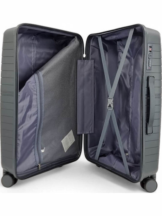Playful Bags Large Travel Suitcase Hard Gray with 4 Wheels Height 75cm