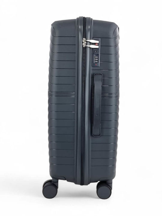 Playful Bags Large Travel Suitcase Hard Gray with 4 Wheels Height 75cm