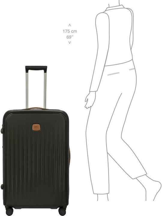 Bric's Milano Large Olive Travel Suitcase with 4 Wheels Height 75cm