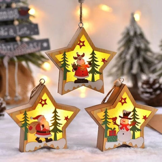 Wooden Christmas Lamp Snowman Star