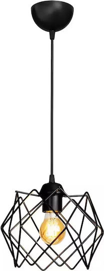 GloboStar Vortex Hängelampe Schwarz Raster mit Fassung E27 23.5x23.5x20cm.