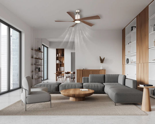 Globo Lighting Modesto Ανεμιστήρας Οροφής 132cm με Φως Γκρι / Ασημί