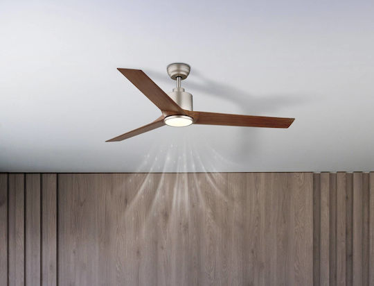 Globo Lighting Modesto Ventilator De Tavan 148cm Cu Lentile De Mărire Gri / Argintiu