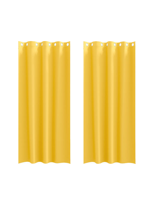 vidaXL Комплект Пердета И Завеси С Копчета Жълти 140x260см