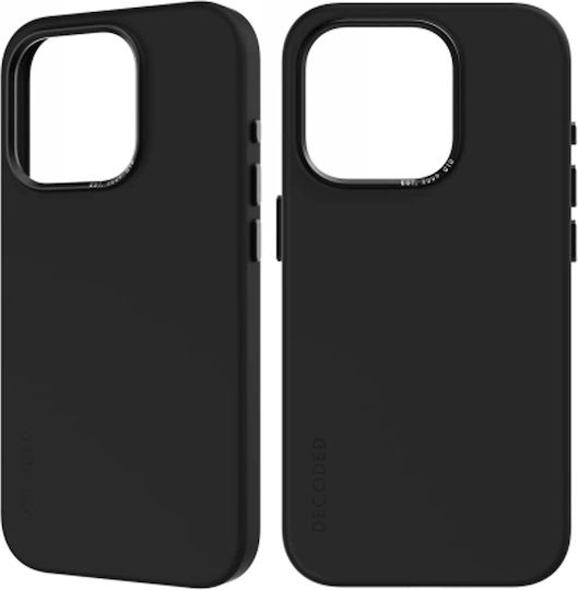 Decoded Задна корица Силикон / Кожа Черен (iPhone 15 Pro)