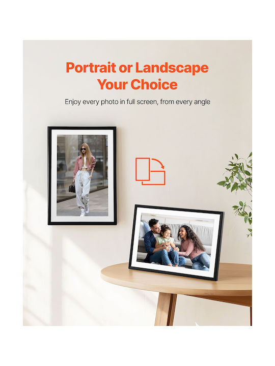 Vevor Digital Photo Frame with Touch Screen 10.1" Resolution 1280x800 with WiFi Black CKPSZXK101INQDCMO001V2