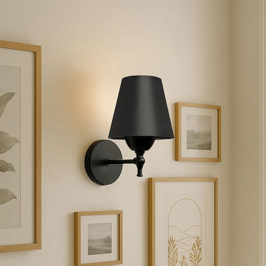 GloboStar Modern Lamp Wall with Socket E27 Black 14x26cm