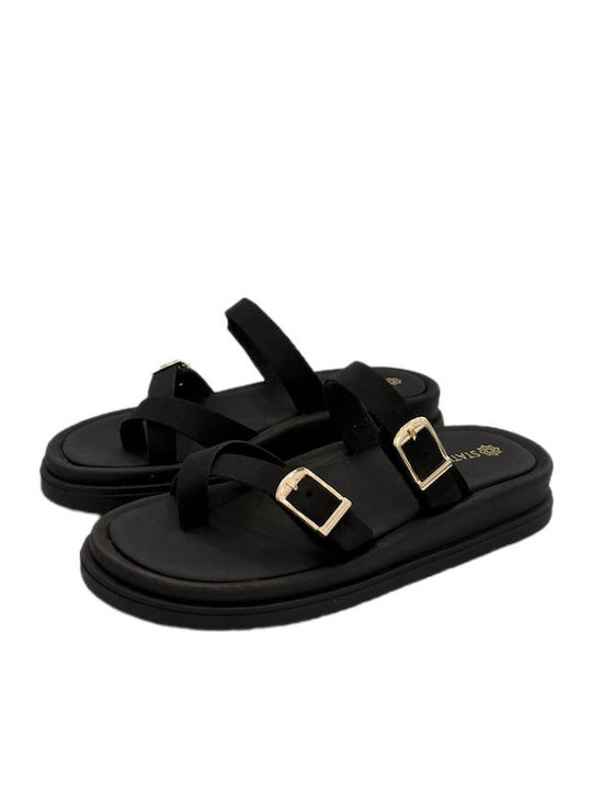 Women's Flat Sandals in Black Color