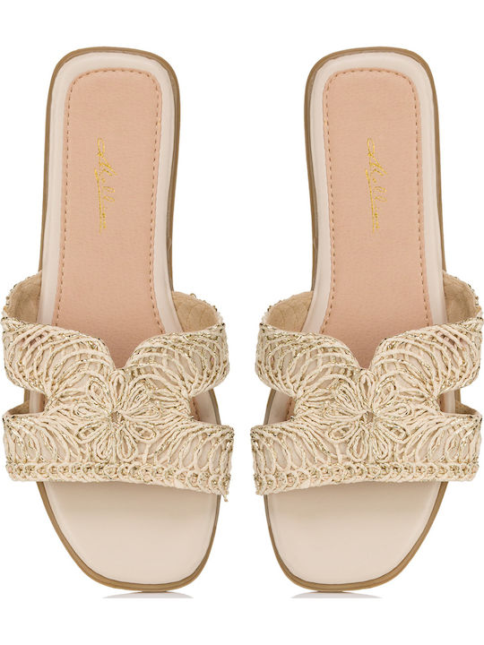 Flache Sandalen für Damen in Beige Farbe