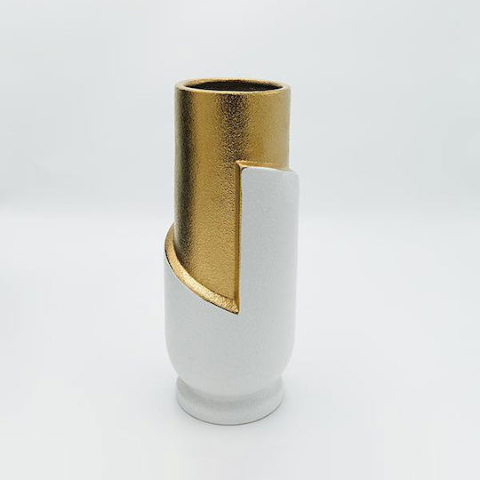 Vază Decorativă Ceramică Alb 12.5x12.5x30.5cm 1buc