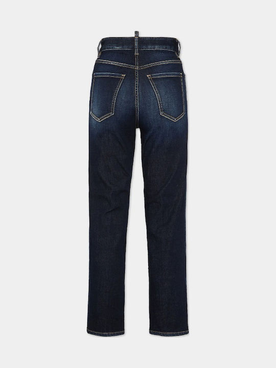 Men's Elastic Jeans Pants with Regular Fit Dark Blue