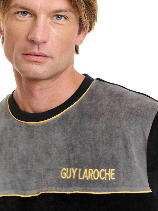 Guy Laroche Χειμερινό Ανδρικό Παντελόνι Πιτζάμας Βαμβακερό Black