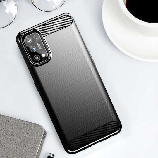 Spacecase Carbon Silicone Black Back Cover (Realme 7 Pro)