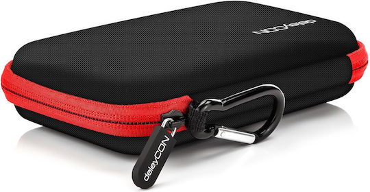 Deleycon Case for GPS Navigation Devices Up to 4 3" & 5" 14.6x9.3x3.4cm Durable Shockproof 2 Internal Pockets Mesh Pockets Red