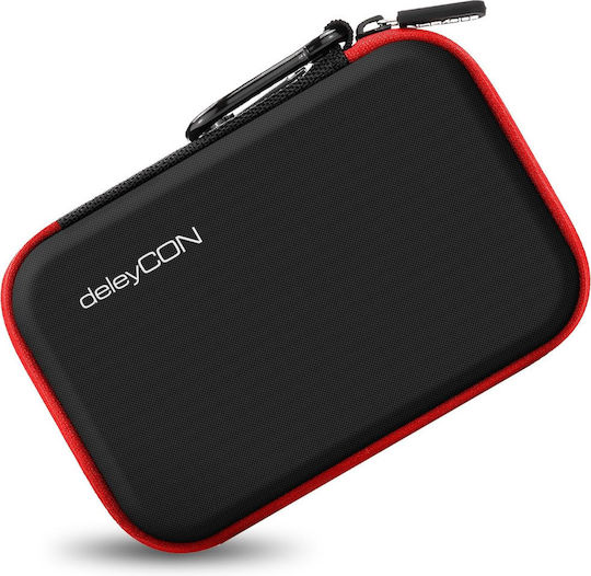 Deleycon Case for GPS Navigation Devices Up to 4 3" & 5" 14.6x9.3x3.4cm Durable Shockproof 2 Internal Pockets Mesh Pockets Red