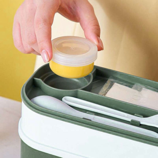 Uncle George Cutie pentru Mâncare Plastic Verde Potrivit pentru Cuptor cu Microunde 1000ml 1buc