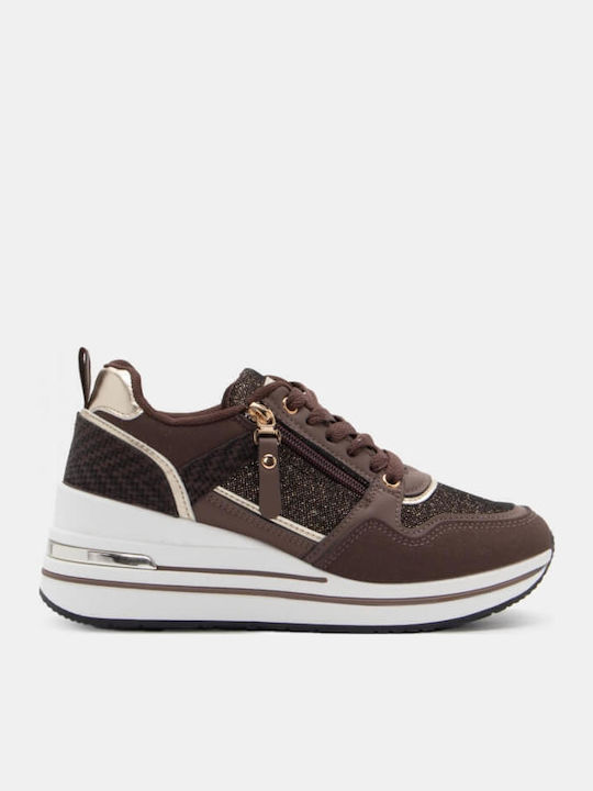 Damen Flatforms Sneakers Dark Brown