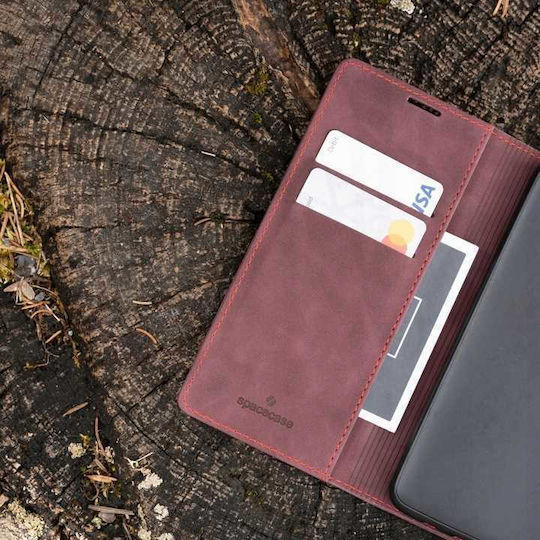 Spacecase Leder / Silikon Brieftasche Rot (Galaxy A14)