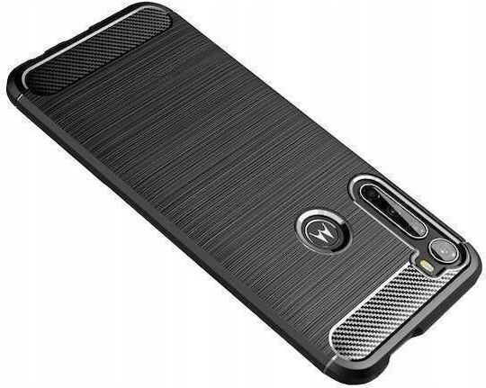 Spacecase Carbon Back Cover Σιλικόνης Μαύρο (Motorola One Fusion Plus)