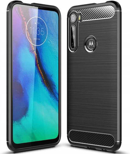 Spacecase Carbon Back Cover Σιλικόνης Μαύρο (Motorola One Fusion Plus)