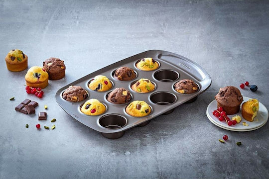 Pyrex Cupcakes/Muffins Baking Pan from Stainless Steel 12 Slots 38x25.5x3.5cm