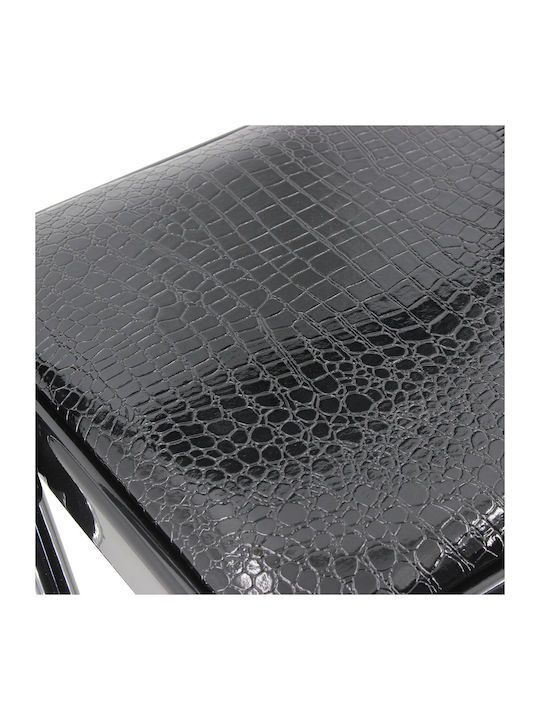 Croco Foldable Kitchen Metallic Chair Black Velvet-Black Metal 45x40x78cm