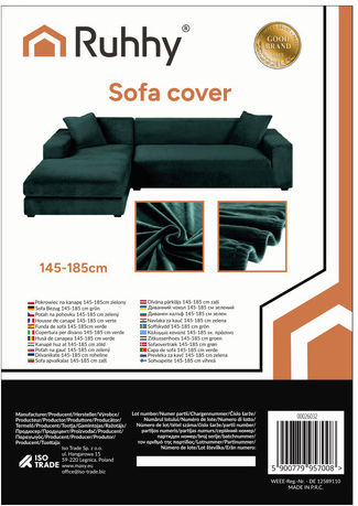 Husă Elastică Pentru Canapea Ruhhy 145-185cm Verde 26032 18292-0
