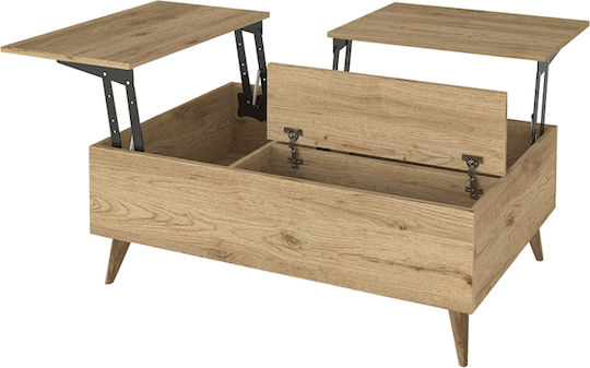 Rectangular Central Coffee Table roy Wooden with Lifting Mechanism Sepet Oak L121xW69xH40cm