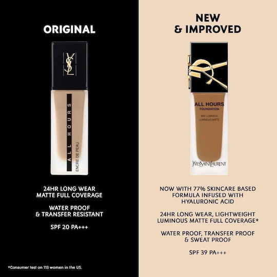 Ysl All Hours Liquid Foundation SPF39 LW9 25ml