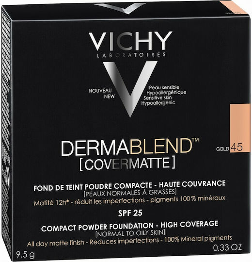 Vichy Dermablend Covermatte Compact Powder Foundation SPF25 45 Gold 9.5gr