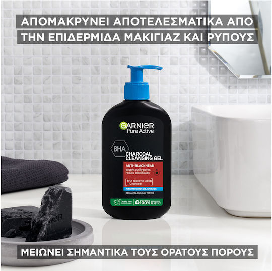 Garnier Pure Active Charcoal Гел Почистване Лице за Акнеична Кожа 250мл