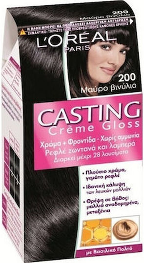 L'Oreal Paris Casting Creme Gloss Vopsea Temporară de Păr Fără Amoniac 200 Ebony Black 48ml
