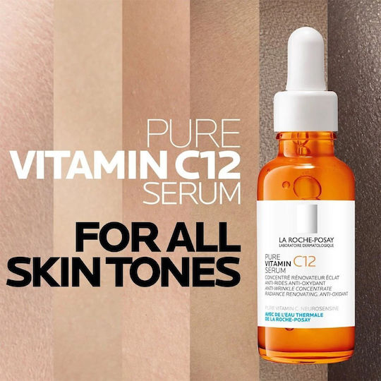 La Roche Posay Pure Vitamin C12 Anti-Aging Serum Gesicht mit Vitamin C & Salicylsäure für Entgiftung & Strahlkraft 30ml