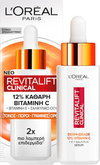 L'Oreal Paris Revitalift Clinical Feuchtigkeitsspendend & Anti-Aging Serum Gesicht mit Vitamin C & Vitamin E für Entgiftung & Strahlkraft 30ml