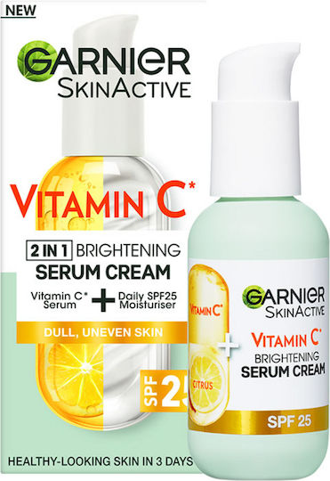 Garnier Skinactive Vitamin C Brightening SPF25 Serum Hidratant de Față SPF25 cu Vitamina C pentru Strălucire și Tonifiere 50ml