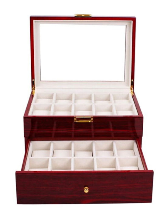 Cute Wooden Box Storing Organizing 20 Watches Pufo Premium Tiered Model Drawer