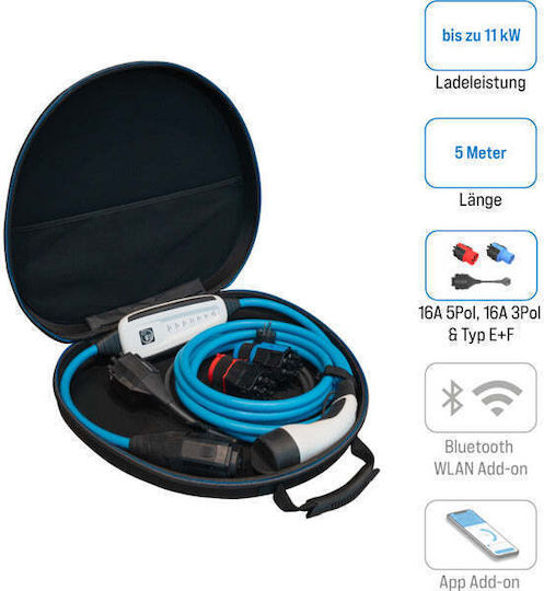 Wallbox Tragbar Dreiphasig Elektroauto-Ladestation 11kW mit Integriertes Kabel Typ 2