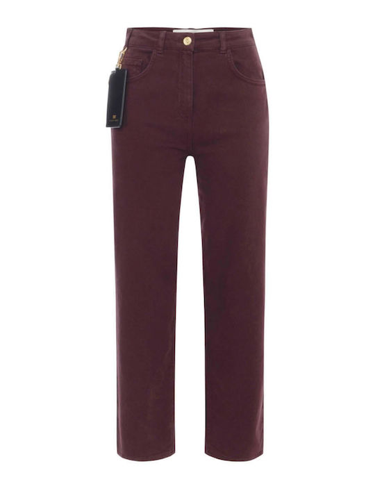 Women's Jean Trousers in Boyfriend Fit Burgundy
