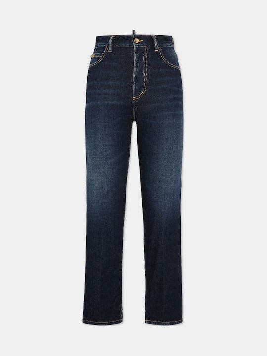 Men's Elastic Jeans Pants with Regular Fit Dark Blue