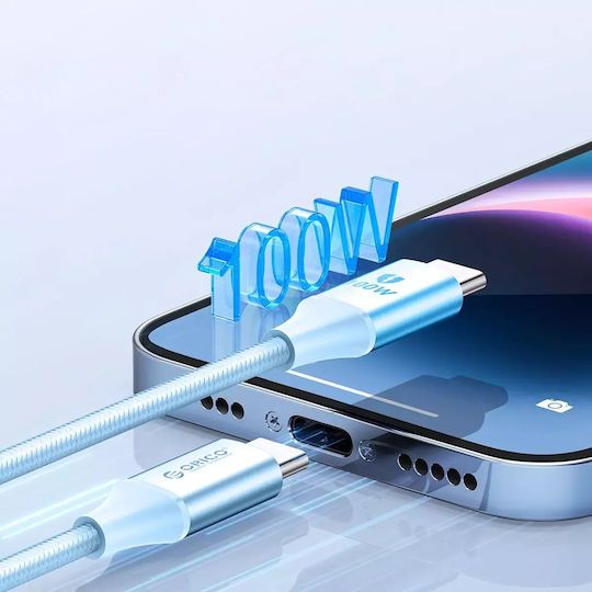 Orico USB 2.0 Cable USB-C male - USB-C 100W PD Μπλε 1m