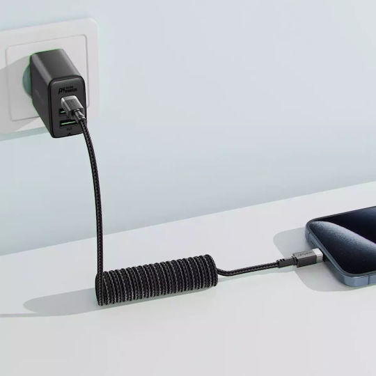 Acefast Braided USB 2.0 Cable USB-C male - USB-A 18W Μαύρο 1.2m C14-04