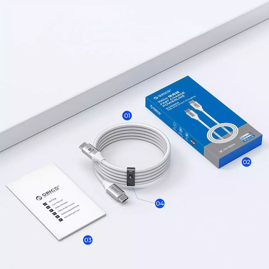 Orico USB 2.0 Cable USB-C Male - USB-C 100W PD White 1m
