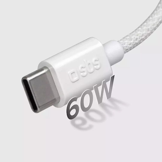 SBS Braided USB 2.0 Cable USB-C Male - USB-C 60W PD Gray 1.5m