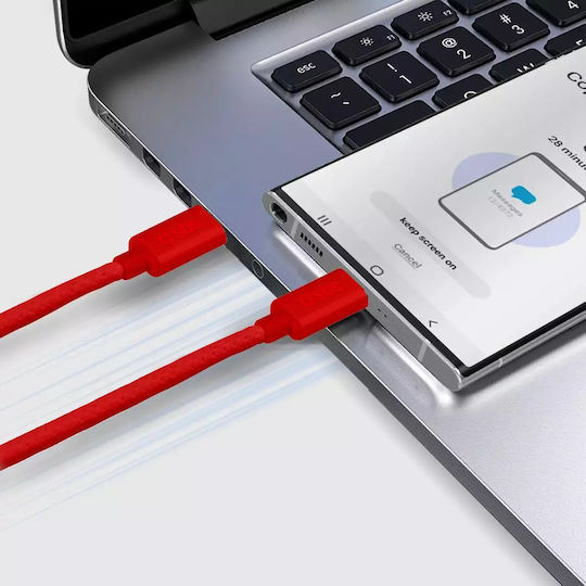 SBS Braided USB 2.0 Cable USB-C male - USB-C 60W PD Κόκκινο 1.5m