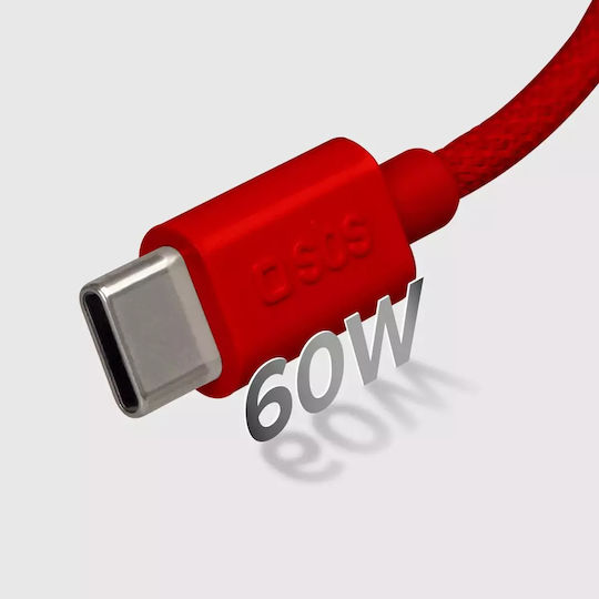 SBS Braided USB 2.0 Cable USB-C male - USB-C 60W PD Κόκκινο 1.5m